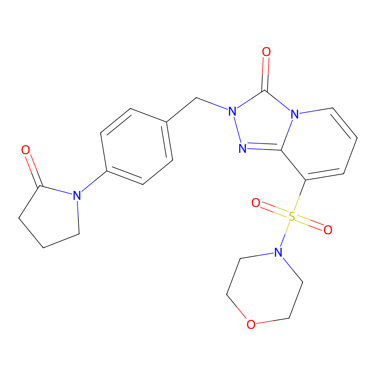 1-(4-{[8-(morpholine-4-sulfonyl)-3-oxo-2H,3H-[1,2,4]triazolo[4,3-a]pyridin-2-yl]methyl}phenyl)pyrrolidin-2-one molecular structure, CAS 1251680-95-1