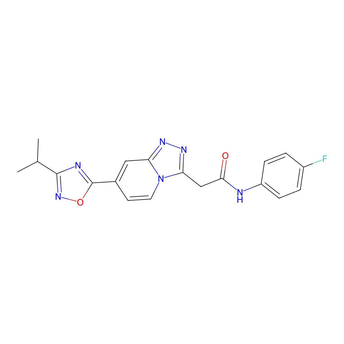 N-(4-fluorophenyl)-2-(7-(3-isopropyl-1,2,4-oxadiazol-5-yl)-[1,2,4]triazolo[4,3-a]pyridin-3-yl)acetamide molecular structure, CAS 1251681-12-5