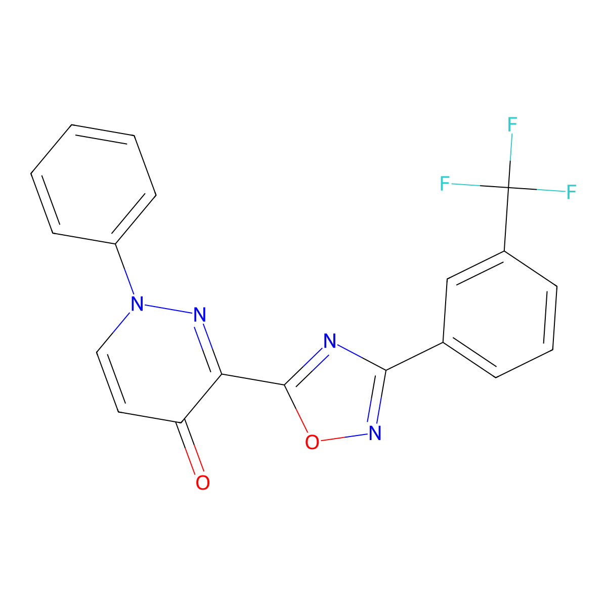 1-Phenyl-3-{3-[3-(trifluoromethyl)phenyl]-1,2,4-oxadiazol-5-yl}-1,4-dihydropyridazin-4-one molecular structure, CAS 1251681-13-6