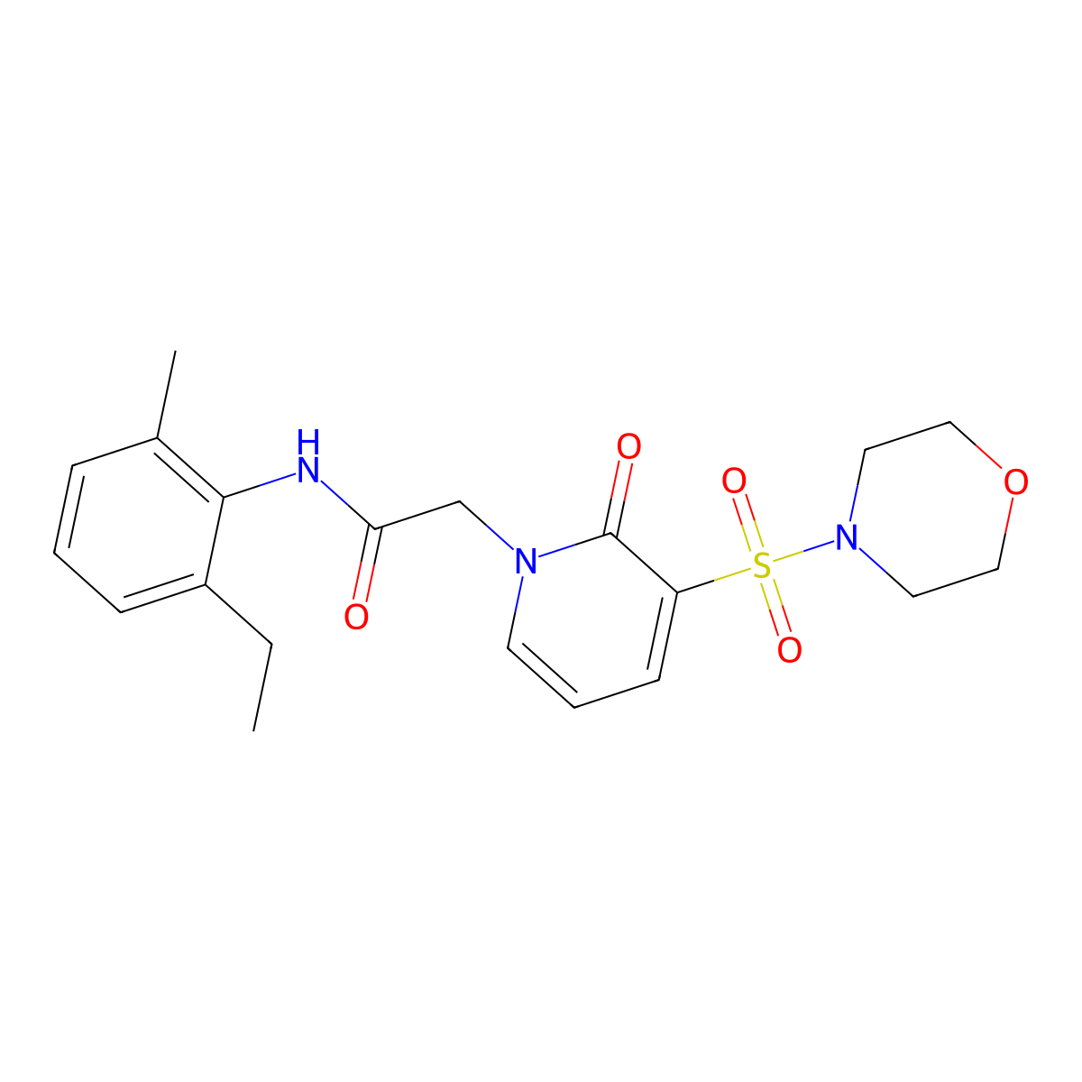N-(2-ethyl-6-methylphenyl)-2-(3-(morpholinosulfonyl)-2-oxopyridin-1(2H)-yl)acetamide molecular structure, CAS 1251681-15-8