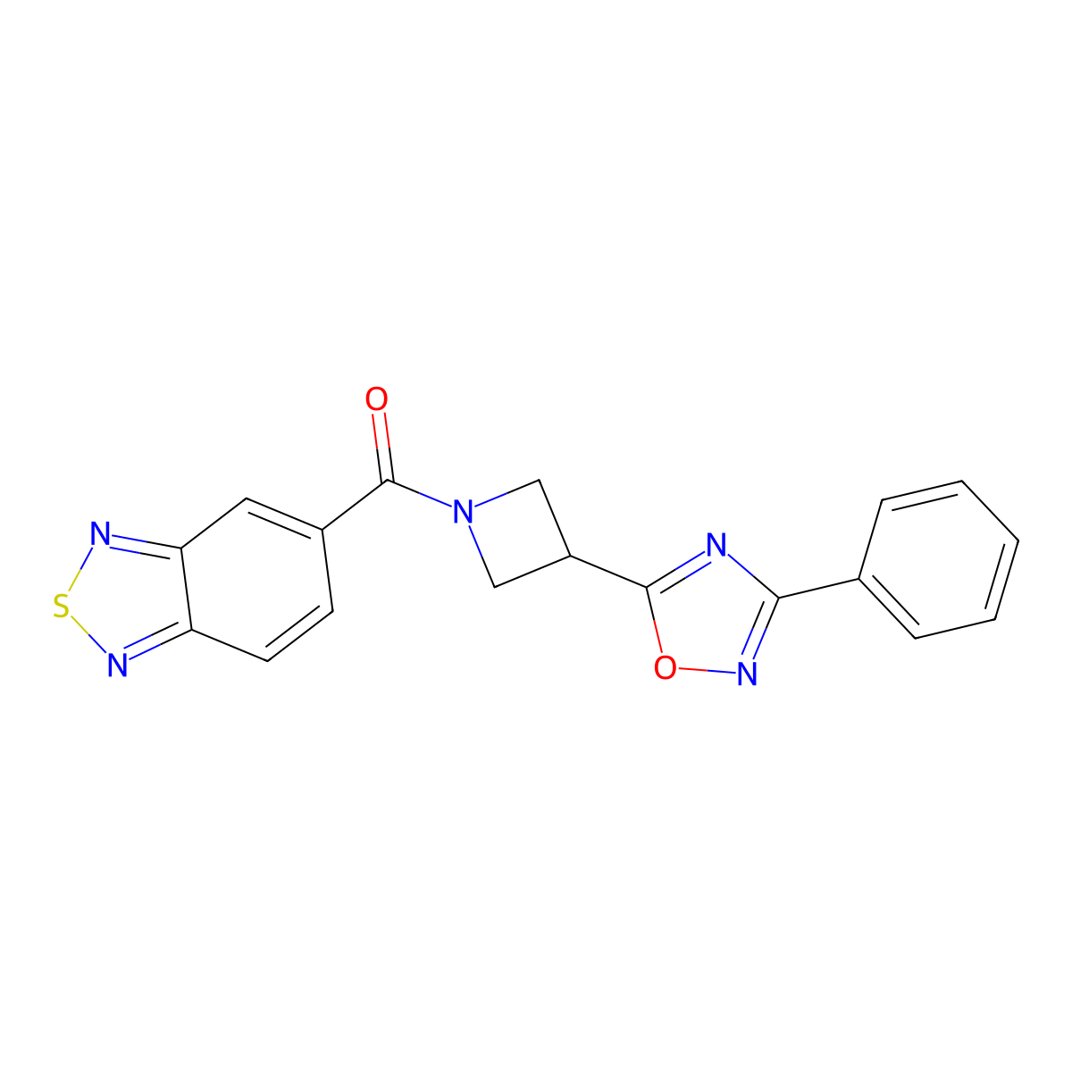Benzo[c][1,2,5]thiadiazol-5-yl(3-(3-phenyl-1,2,4-oxadiazol-5-yl)azetidin-1-yl)methanone molecular structure, CAS 1251681-19-2