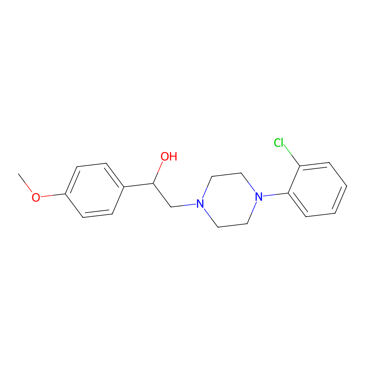 2-(4-(2-Chlorophenyl)piperazin-1-yl)-1-(4-methoxyphenyl)ethanol molecular structure, CAS 1251681-24-9