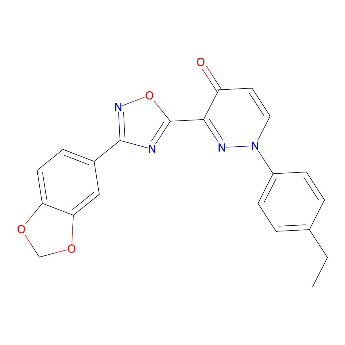3-(3-(benzo[d][1,3]dioxol-5-yl)-1,2,4-oxadiazol-5-yl)-1-(4-ethylphenyl)pyridazin-4(1H)-one molecular structure, CAS 1251681-25-0