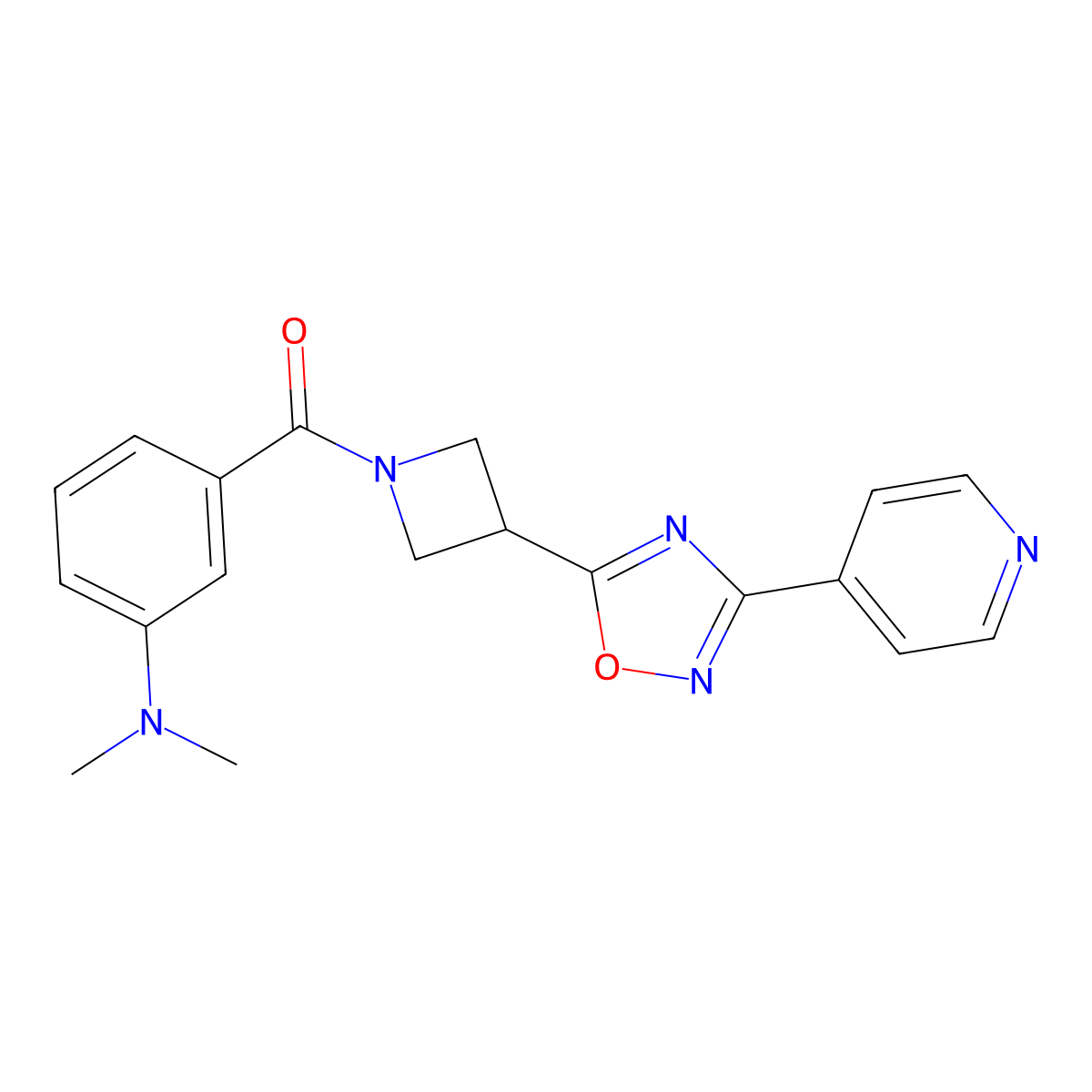 (3-(Dimethylamino)phenyl)(3-(3-(pyridin-4-yl)-1,2,4-oxadiazol-5-yl)azetidin-1-yl)methanone molecular structure, CAS 1251681-37-4