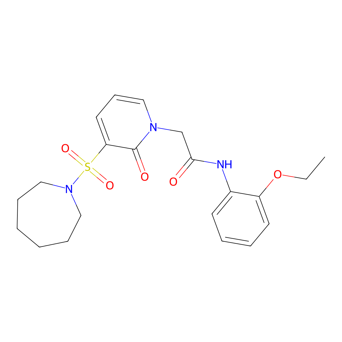 2-(3-(azepan-1-ylsulfonyl)-2-oxopyridin-1(2H)-yl)-N-(2-ethoxyphenyl)acetamide molecular structure, CAS 1251681-42-1