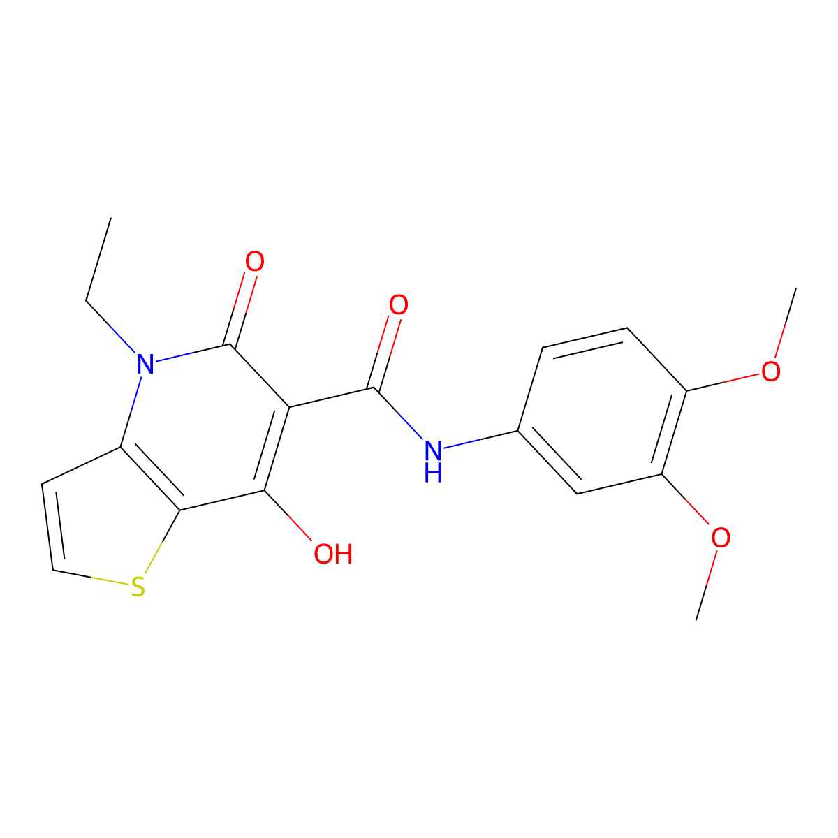 N-(3,4-dimethoxyphenyl)-4-ethyl-7-hydroxy-5-oxo-4,5-dihydrothieno[3,2-b]pyridine-6-carboxamide molecular structure, CAS 1251681-49-8