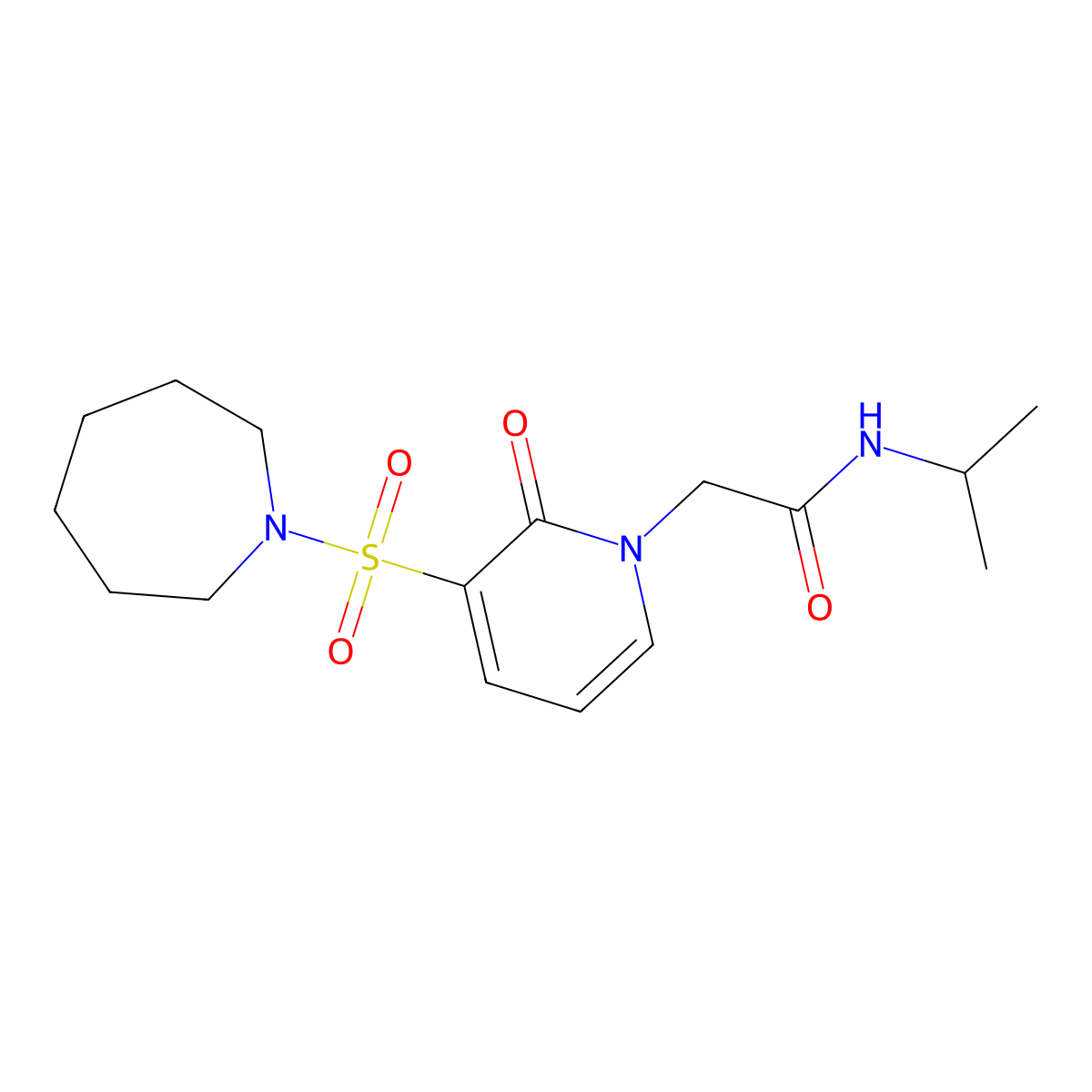 2-(3-(azepan-1-ylsulfonyl)-2-oxopyridin-1(2H)-yl)-N-isopropylacetamide molecular structure, CAS 1251681-55-6