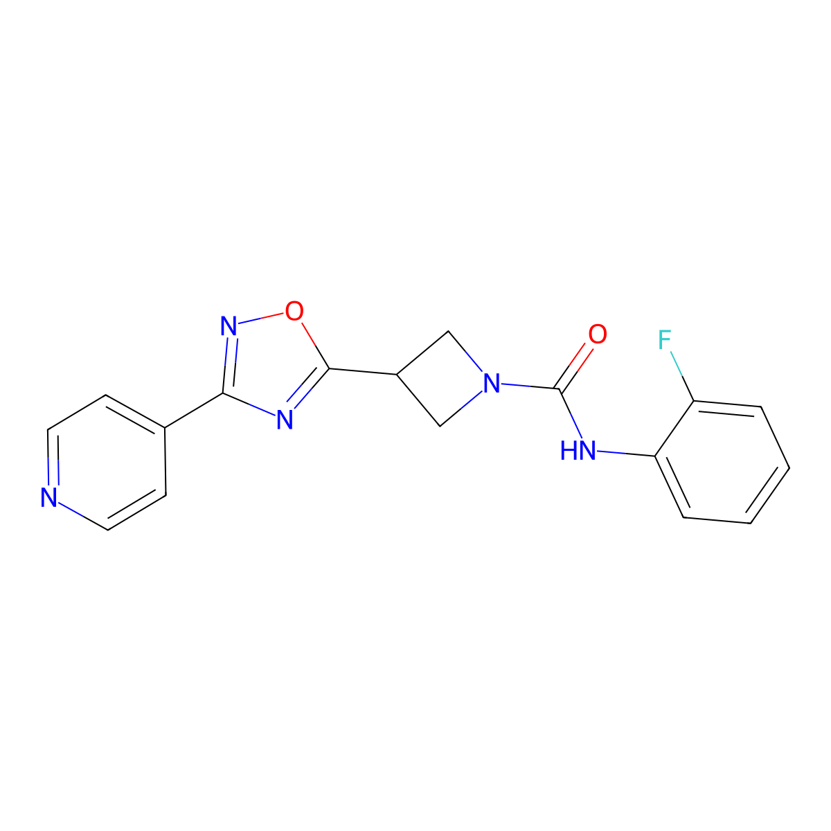 N-(2-fluorophenyl)-3-[3-(pyridin-4-yl)-1,2,4-oxadiazol-5-yl]azetidine-1-carboxamide molecular structure, CAS 1251681-61-4