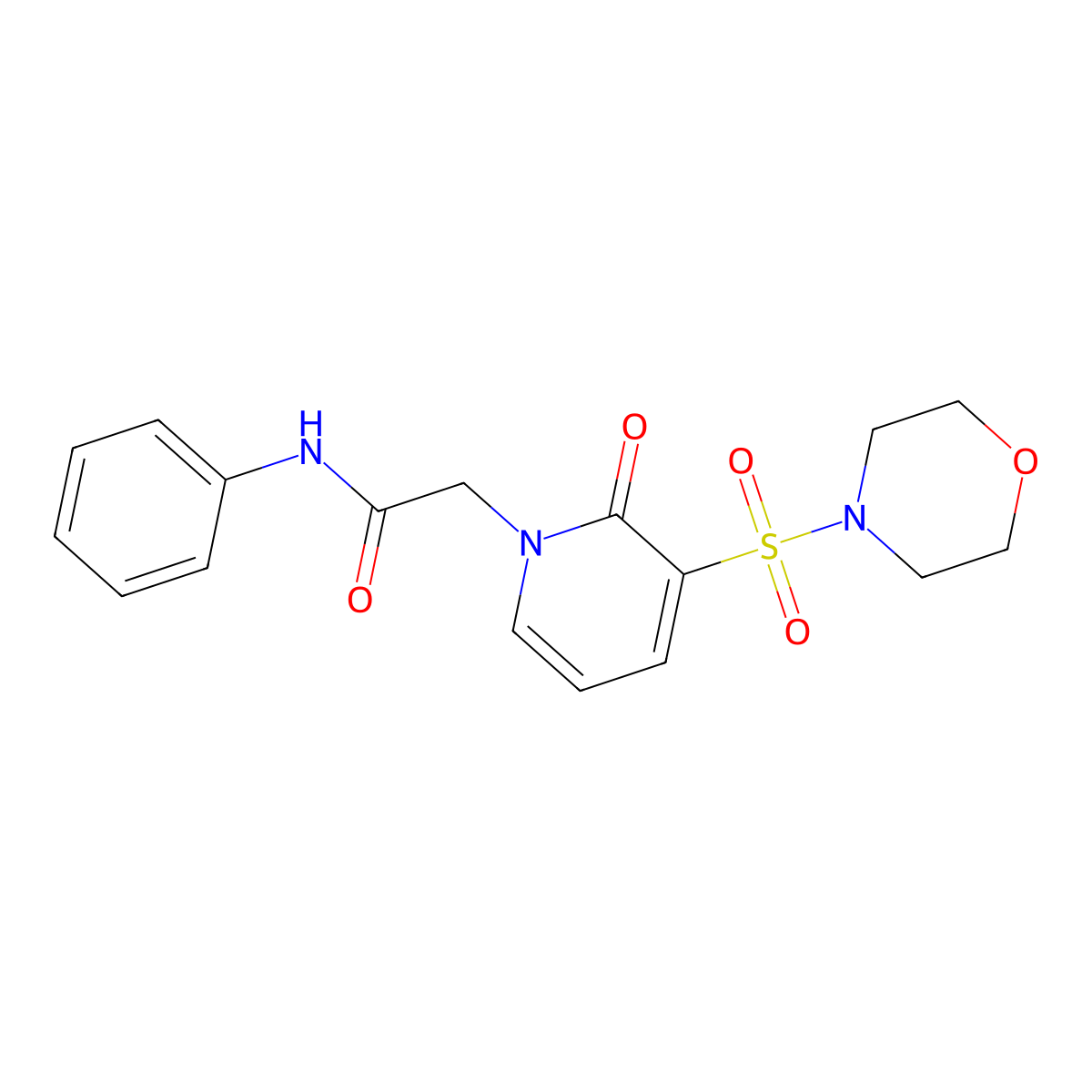 2-(3-(morpholinosulfonyl)-2-oxopyridin-1(2H)-yl)-N-phenylacetamide molecular structure, CAS 1251681-64-7