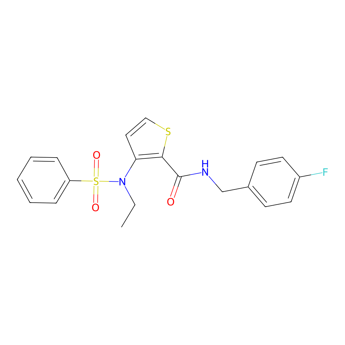 3-(N-ethylphenylsulfonamido)-N-(4-fluorobenzyl)thiophene-2-carboxamide molecular structure, CAS 1251681-66-9
