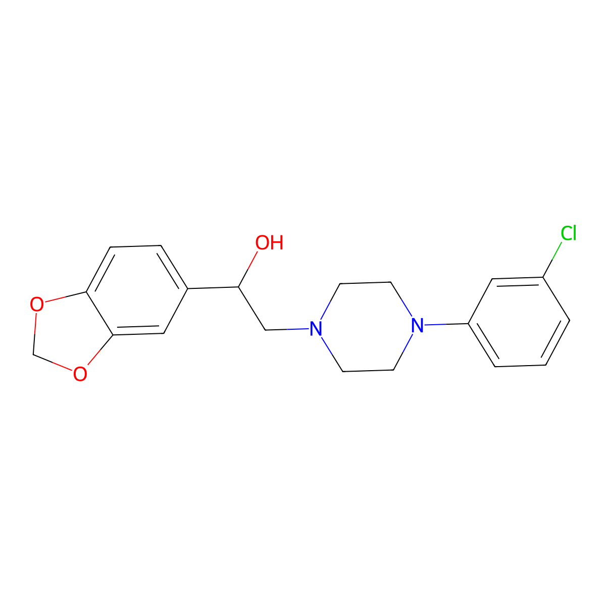 1-(1,3-Benzodioxol-5-yl)-2-[4-(3-chlorophenyl)piperazin-1-yl]ethanol molecular structure, CAS 1251681-75-0