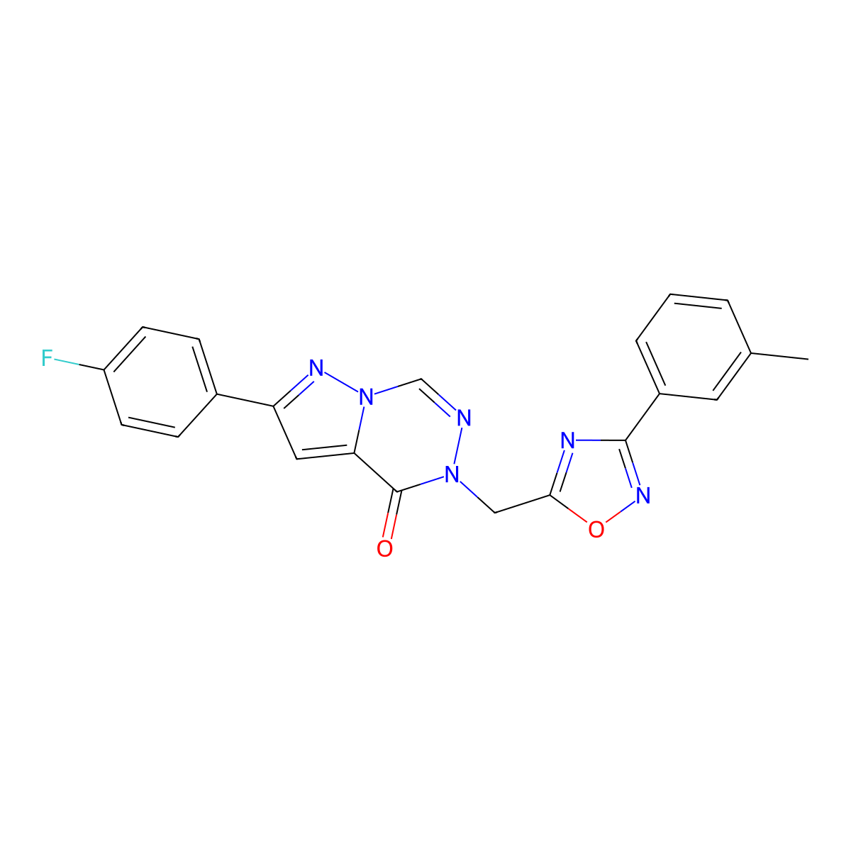 2-(4-fluorophenyl)-5-{[3-(3-methylphenyl)-1,2,4-oxadiazol-5-yl]methyl}-4H,5H-pyrazolo[1,5-d][1,2,4]triazin-4-one molecular structure, CAS 1251681-77-2