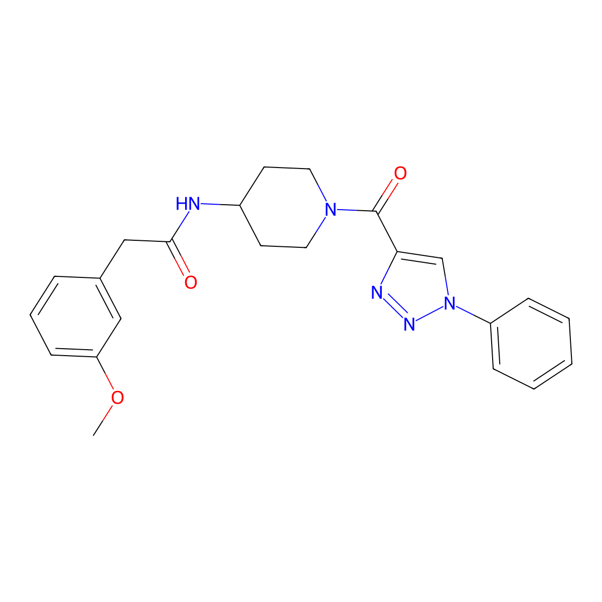 2-(3-methoxyphenyl)-N-(1-(1-phenyl-1H-1,2,3-triazole-4-carbonyl)piperidin-4-yl)acetamide molecular structure, CAS 1251681-78-3