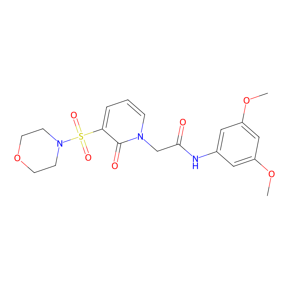 N-(3,5-dimethoxyphenyl)-2-(3-(morpholinosulfonyl)-2-oxopyridin-1(2H)-yl)acetamide molecular structure, CAS 1251681-79-4