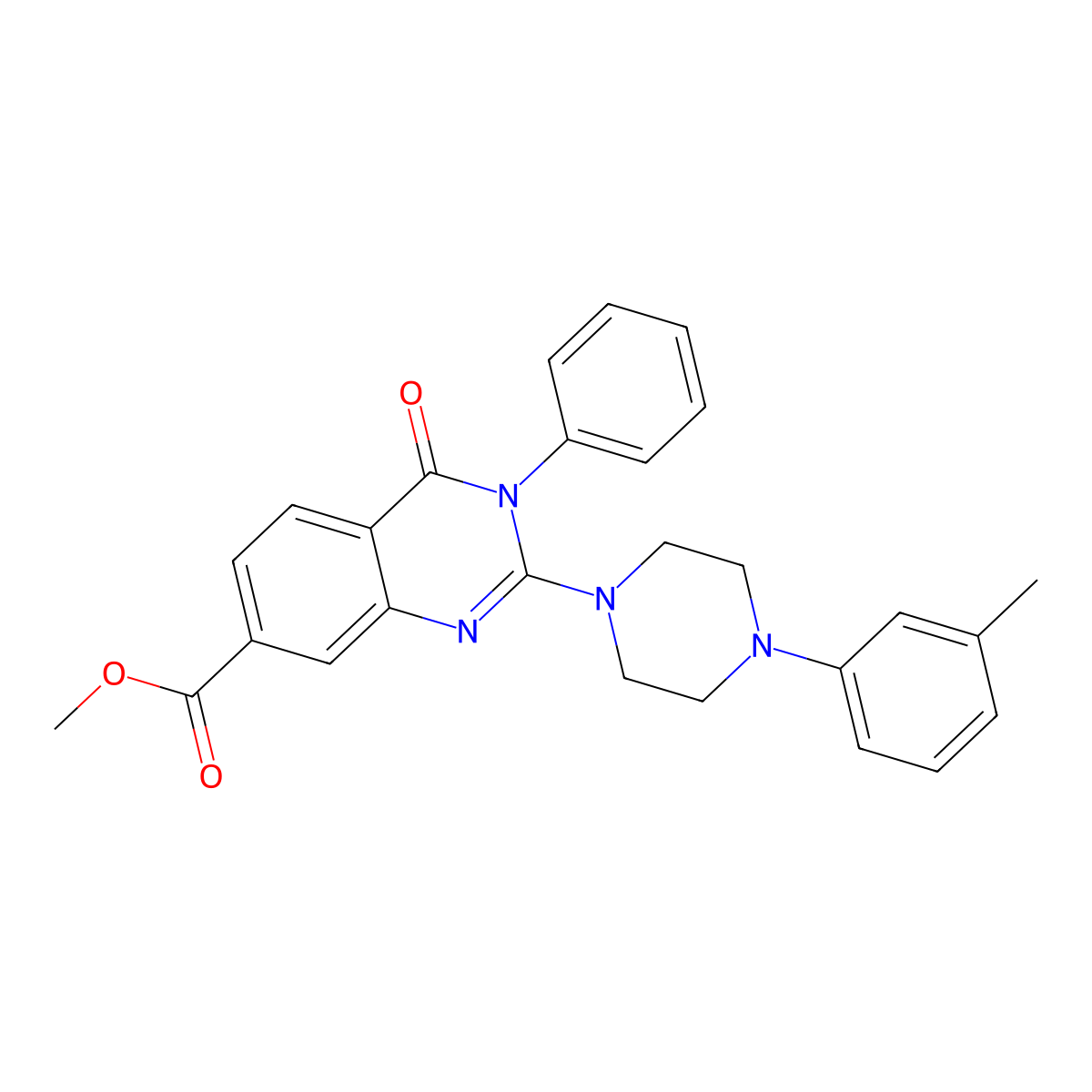 Methyl 2-[4-(3-methylphenyl)piperazin-1-yl]-4-oxo-3-phenyl-3,4-dihydroquinazoline-7-carboxylate molecular structure, CAS 1251681-80-7