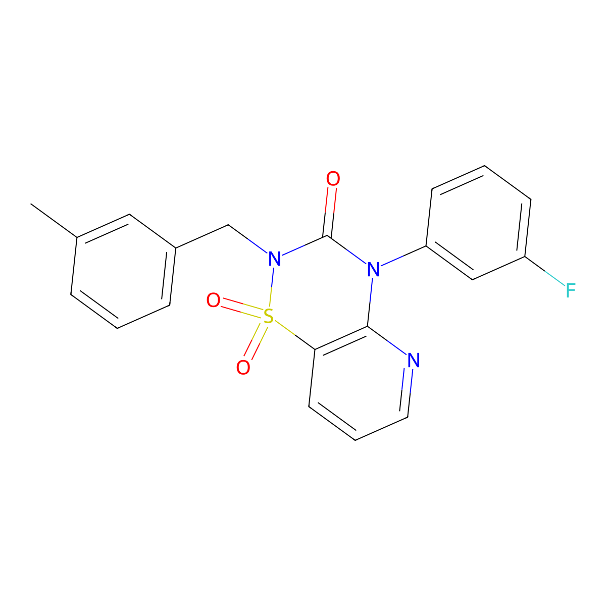 4-(3-fluorophenyl)-2-(3-methylbenzyl)-2H-pyrido[2,3-e][1,2,4]thiadiazin-3(4H)-one 1,1-dioxide molecular structure, CAS 1251681-84-1