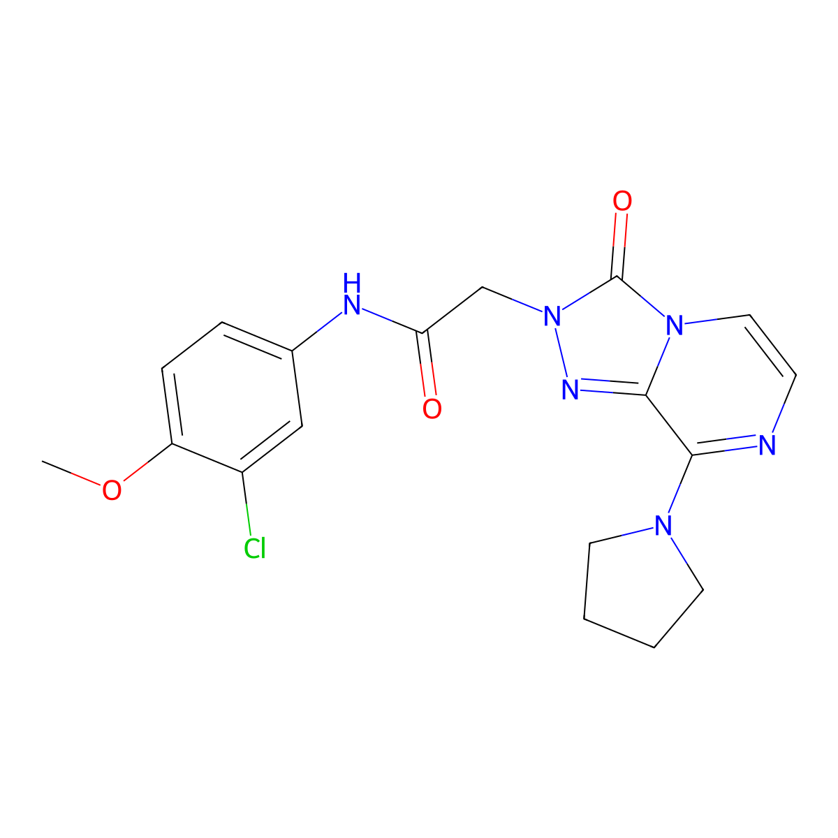 N-(3-chloro-4-methoxyphenyl)-2-(3-oxo-8-pyrrolidin-1-yl[1,2,4]triazolo[4,3-a]pyrazin-2(3H)-yl)acetamide molecular structure, CAS 1251681-87-4