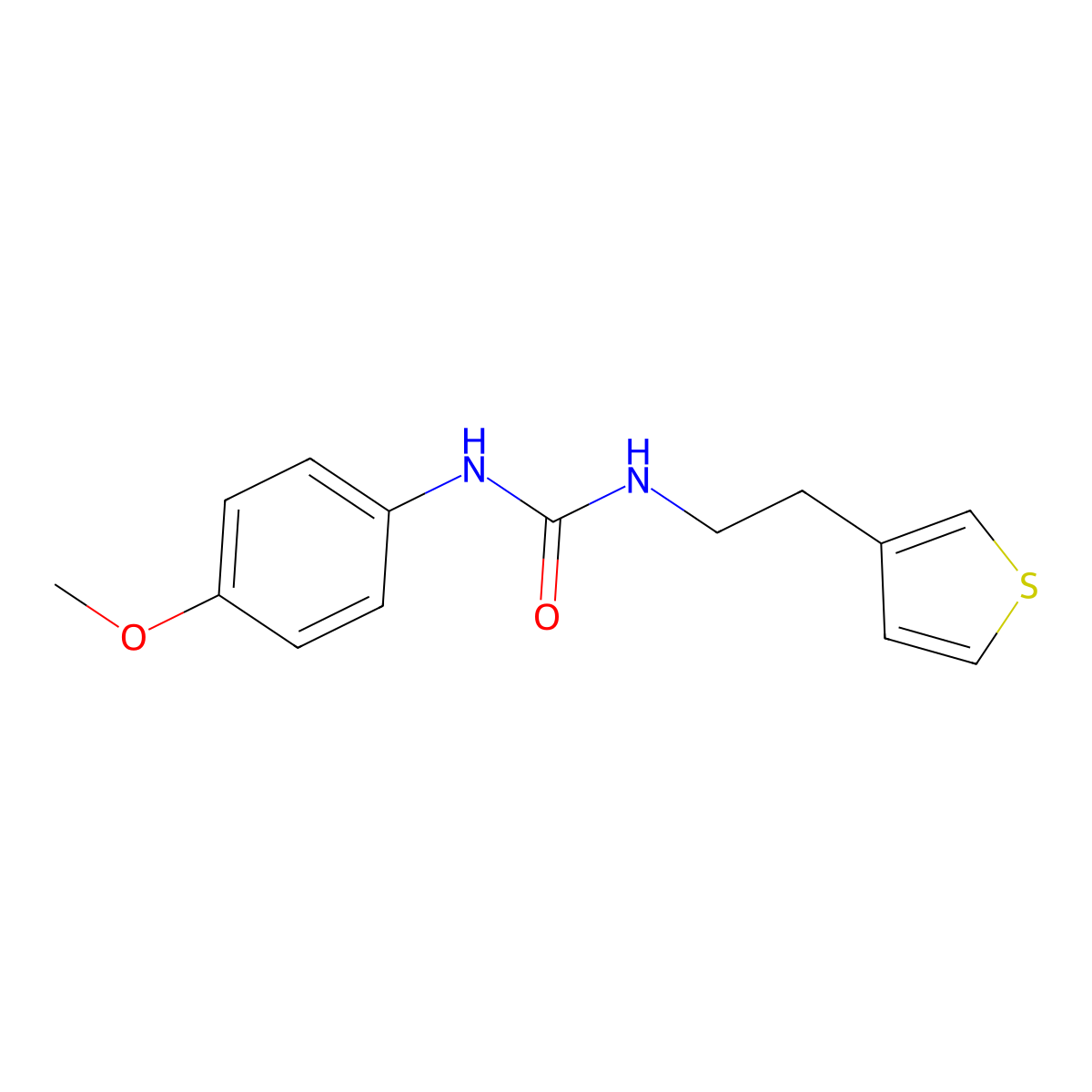 1-(4-Methoxyphenyl)-3-[2-(thiophen-3-yl)ethyl]urea molecular structure, CAS 1251681-89-6
