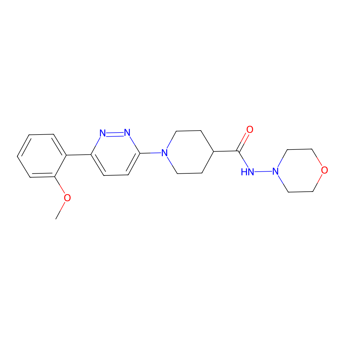 1-(6-(2-methoxyphenyl)pyridazin-3-yl)-N-morpholinopiperidine-4-carboxamide molecular structure, CAS 1251681-94-3