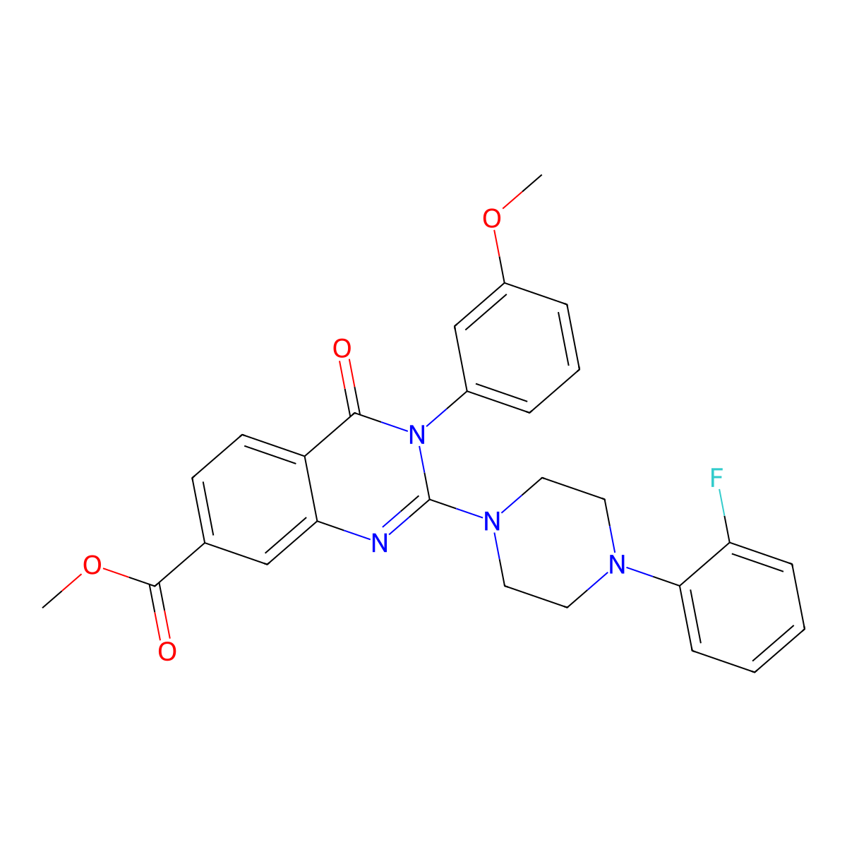Methyl 2-[4-(2-fluorophenyl)piperazin-1-yl]-3-(3-methoxyphenyl)-4-oxo-3,4-dihydroquinazoline-7-carboxylate molecular structure, CAS 1251681-95-4