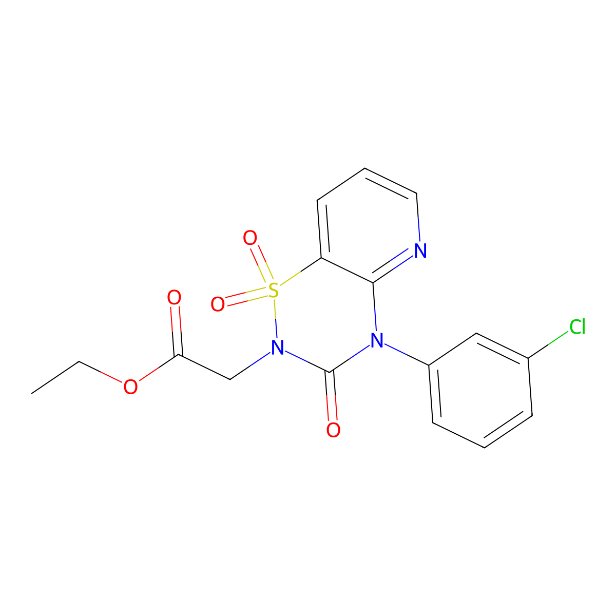 ethyl 2-[4-(3-chlorophenyl)-1,1,3-trioxo-2H,3H,4H-1lambda6-pyrido[2,3-e][1,2,4]thiadiazin-2-yl]acetate molecular structure, CAS 1251682-06-0