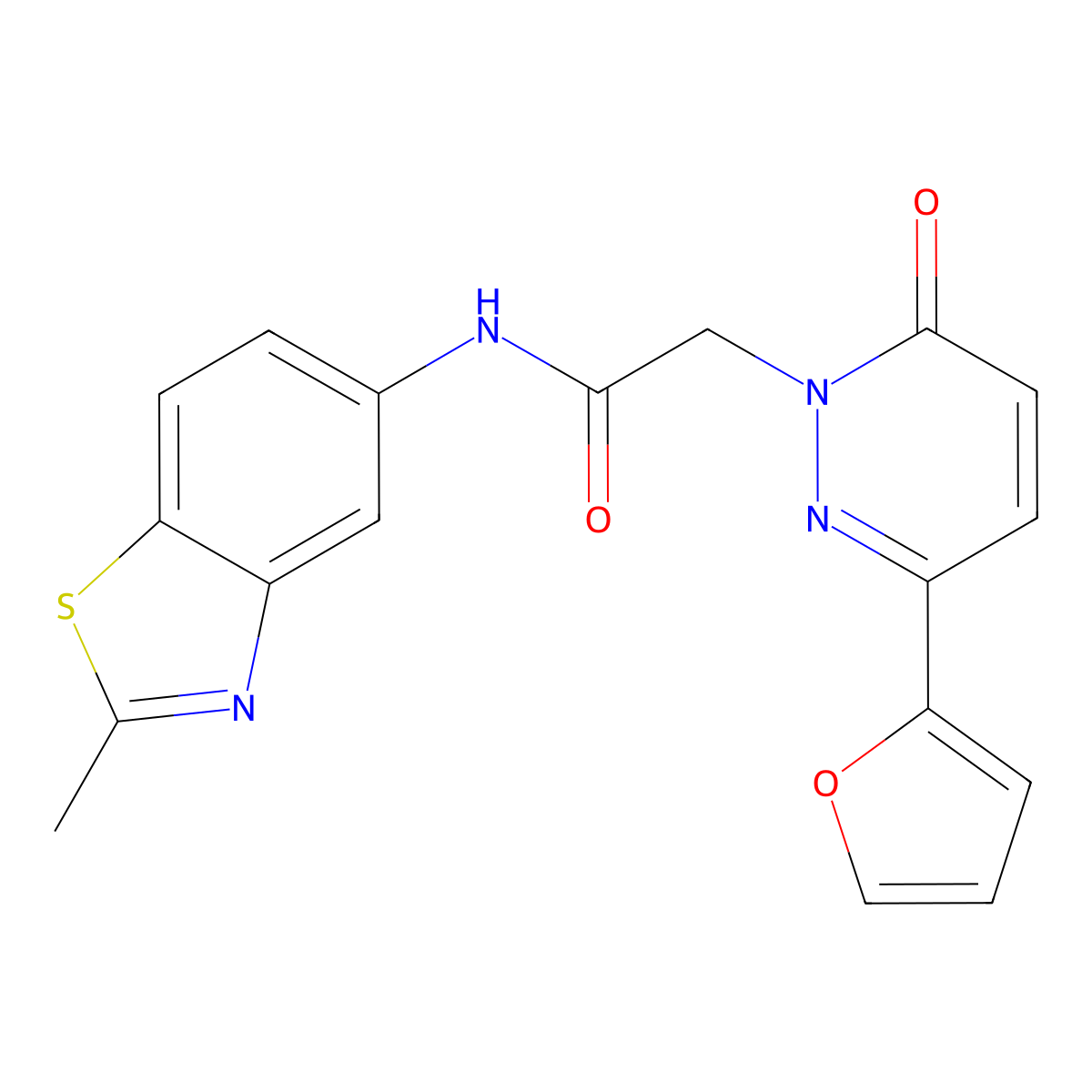 2-(3-(furan-2-yl)-6-oxopyridazin-1(6H)-yl)-N-(2-methylbenzo[d]thiazol-5-yl)acetamide molecular structure, CAS 1251682-08-2