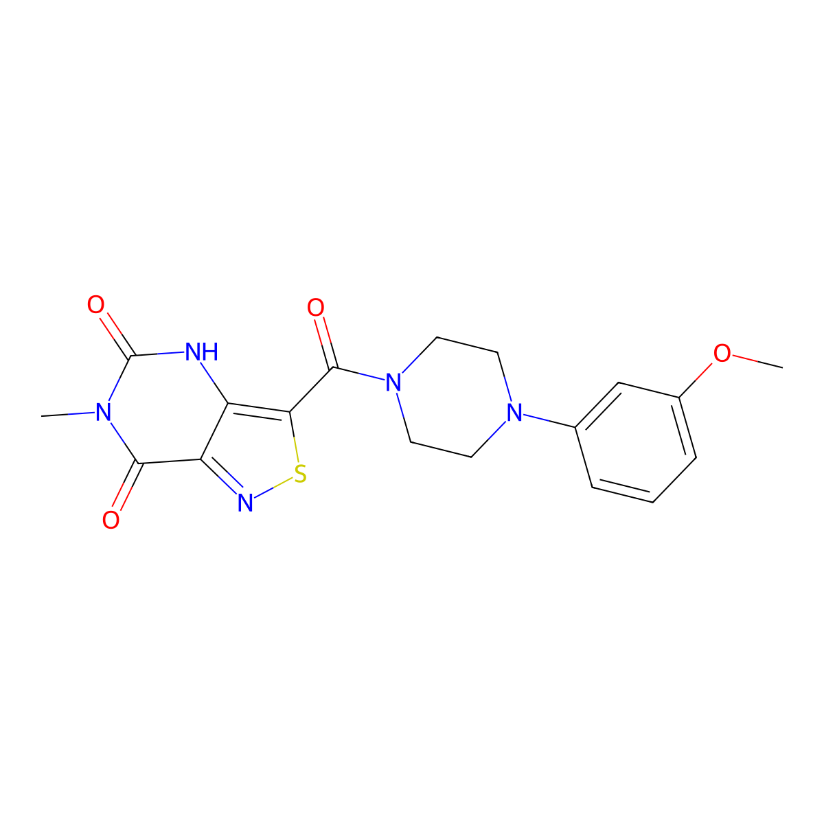 3-{[4-(3-methoxyphenyl)piperazino]carbonyl}-6-methylisothiazolo[4,3-d]pyrimidine-5,7(4H,6H)-dione molecular structure, CAS 1251682-14-0