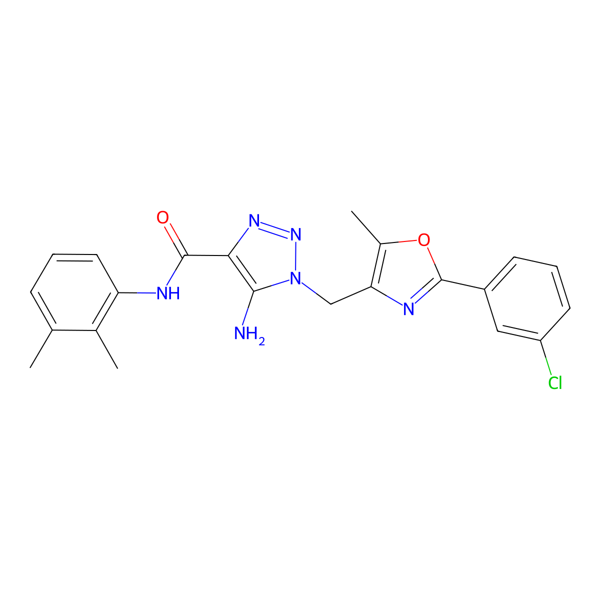 5-amino-1-{[2-(3-chlorophenyl)-5-methyl-1,3-oxazol-4-yl]methyl}-N-(2,3-dimethylphenyl)-1H-1,2,3-triazole-4-carboxamide molecular structure, CAS 1251682-16-2