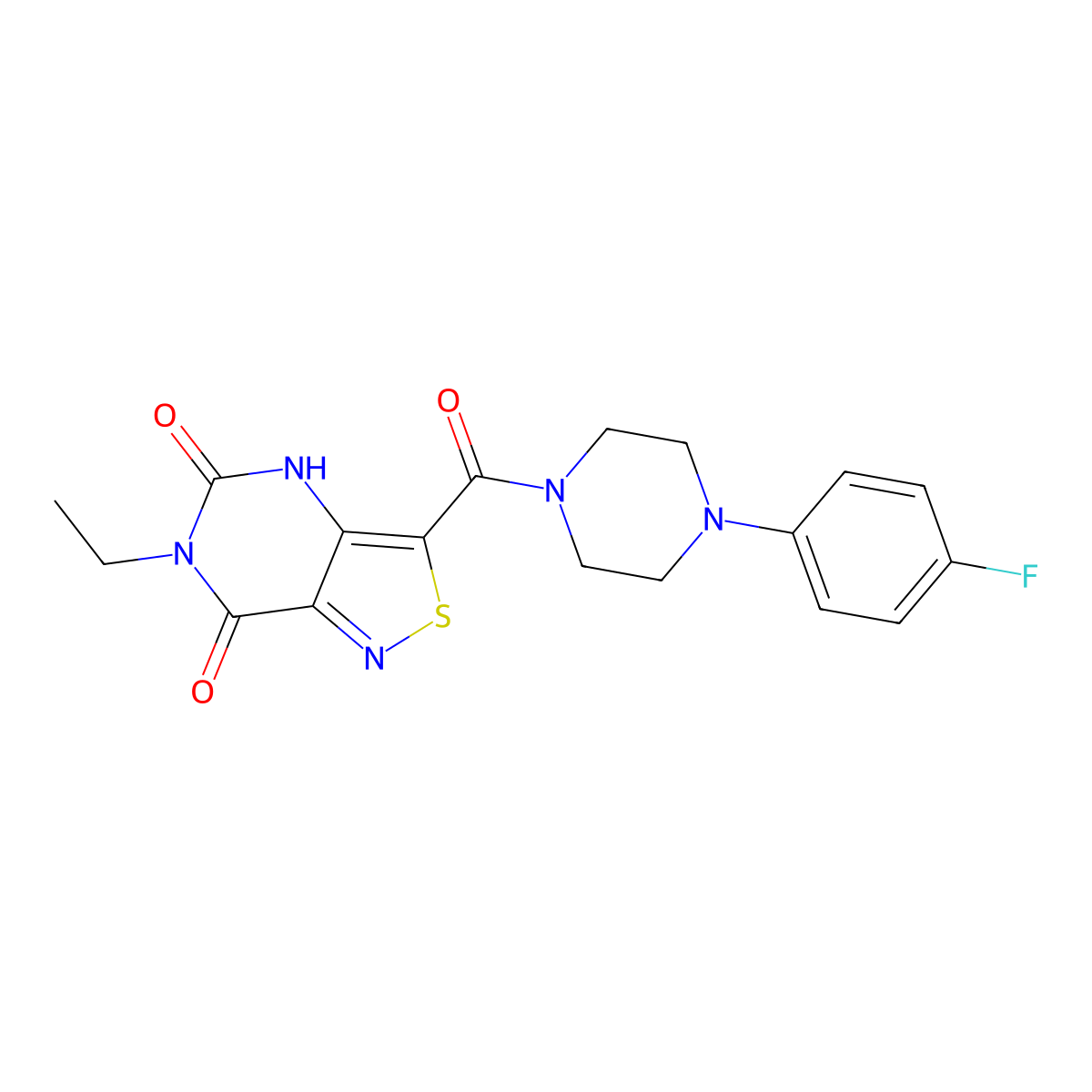 6-ethyl-3-{[4-(4-fluorophenyl)piperazino]carbonyl}isothiazolo[4,3-d]pyrimidine-5,7(4H,6H)-dione molecular structure, CAS 1251682-22-0