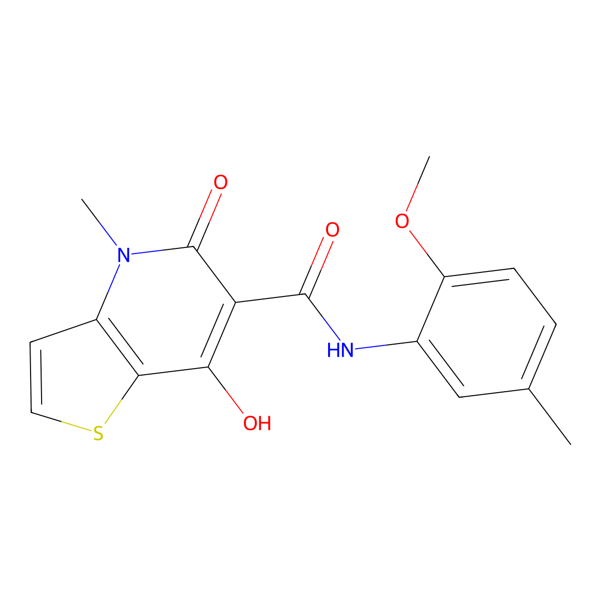 7-hydroxy-N-(2-methoxy-5-methylphenyl)-4-methyl-5-oxo-4,5-dihydrothieno[3,2-b]pyridine-6-carboxamide molecular structure, CAS 1251682-23-1