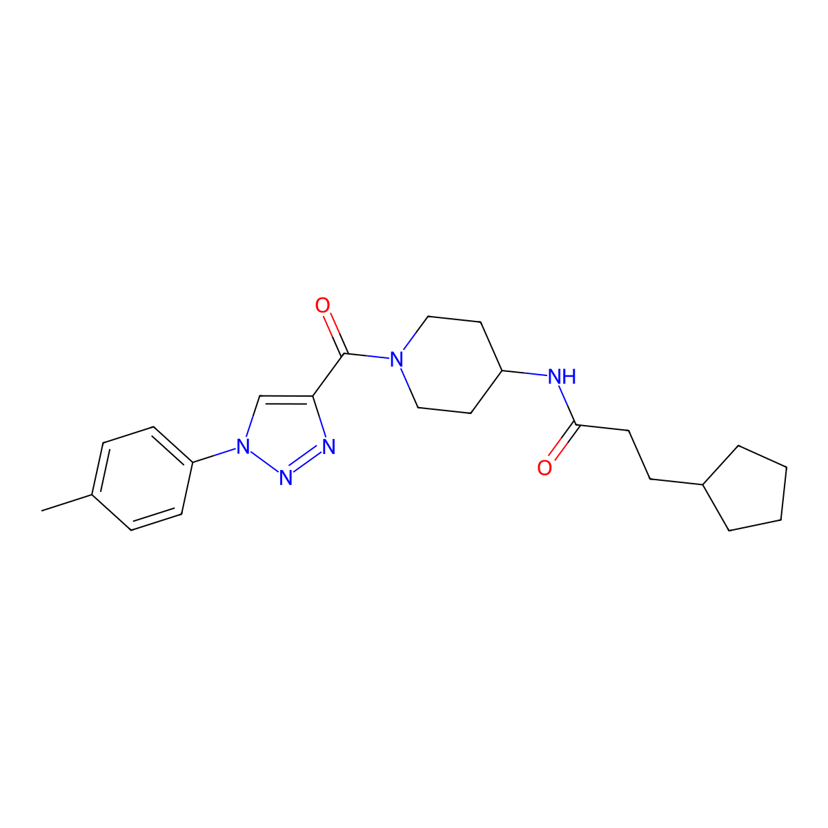 3-cyclopentyl-N-{1-[1-(4-methylphenyl)-1H-1,2,3-triazole-4-carbonyl]piperidin-4-yl}propanamide molecular structure, CAS 1251682-28-6