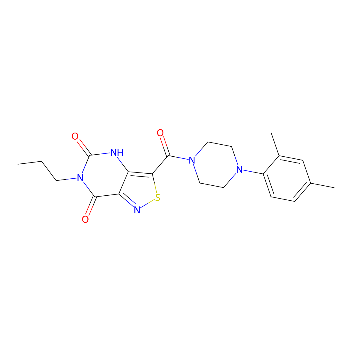 3-[4-(2,4-dimethylphenyl)piperazine-1-carbonyl]-6-propyl-4H,5H,6H,7H-[1,2]thiazolo[4,3-d]pyrimidine-5,7-dione molecular structure, CAS 1251682-29-7