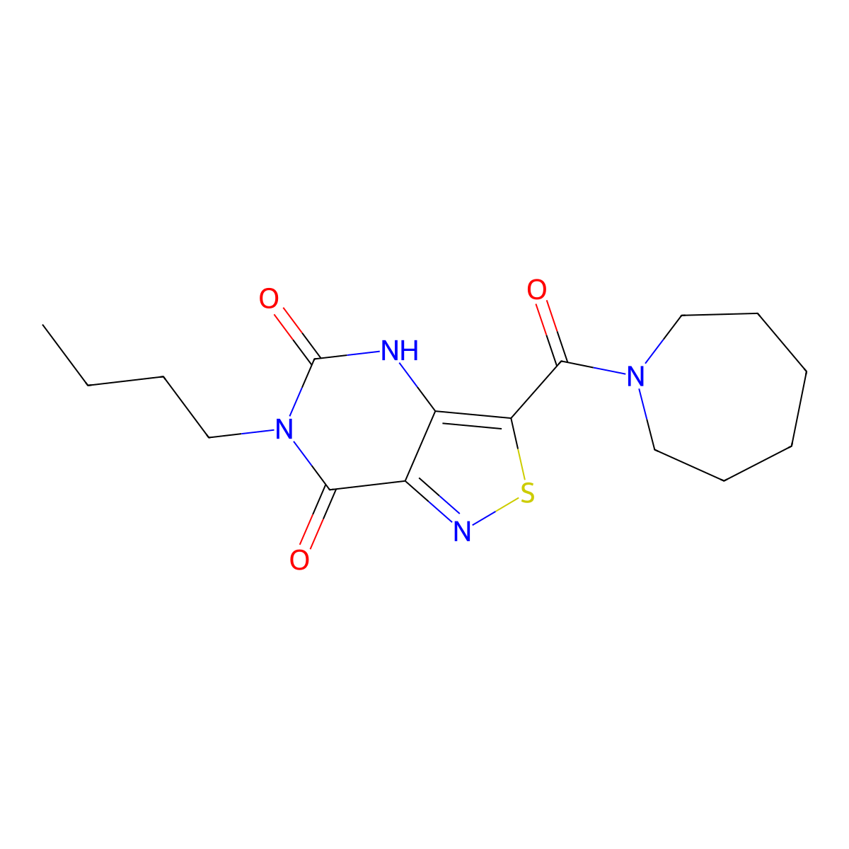 3-(azepan-1-ylcarbonyl)-6-butyl[1,2]thiazolo[4,3-d]pyrimidine-5,7(4H,6H)-dione molecular structure, CAS 1251682-33-3