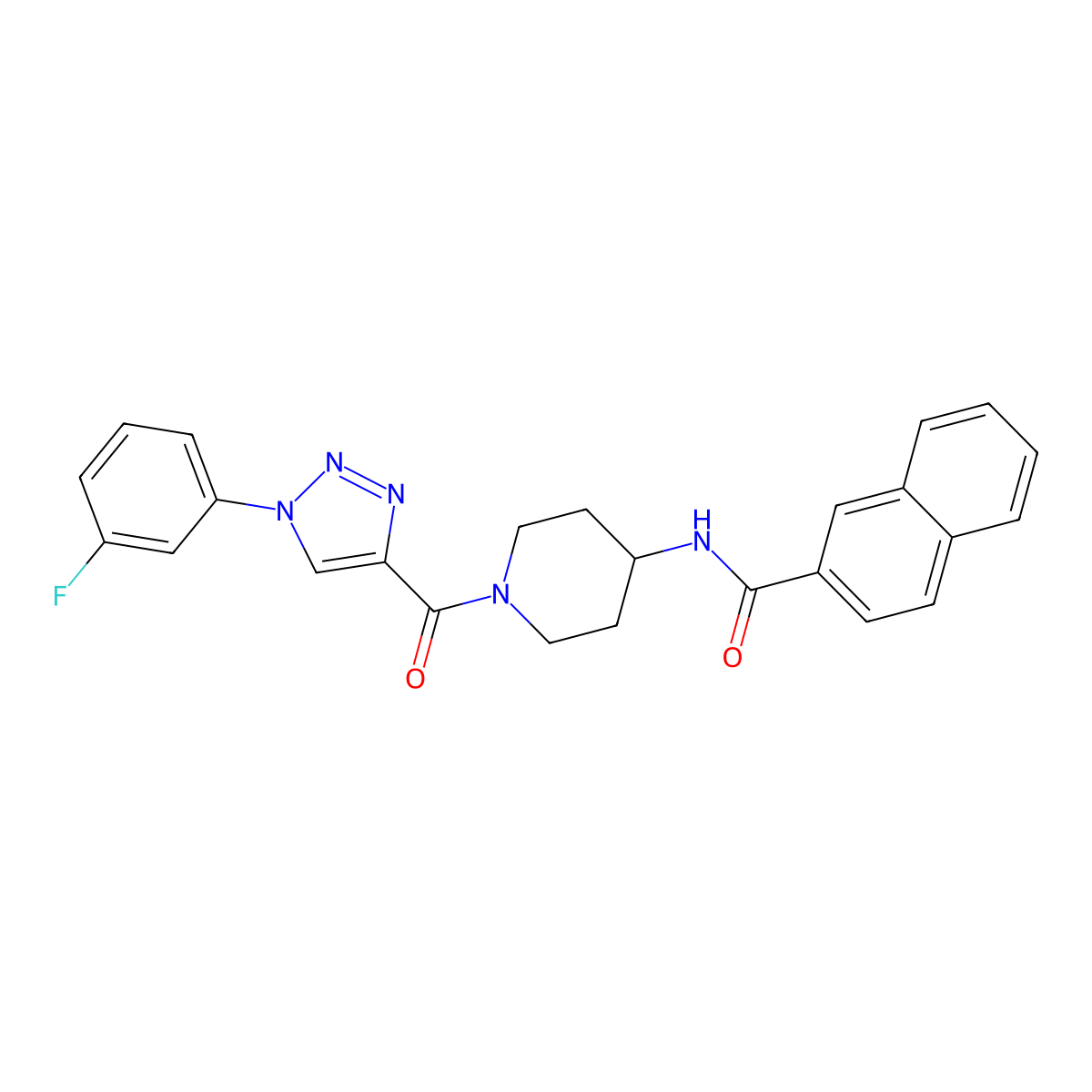 N-(1-(1-(3-fluorophenyl)-1H-1,2,3-triazole-4-carbonyl)piperidin-4-yl)-2-naphthamide molecular structure, CAS 1251682-34-4