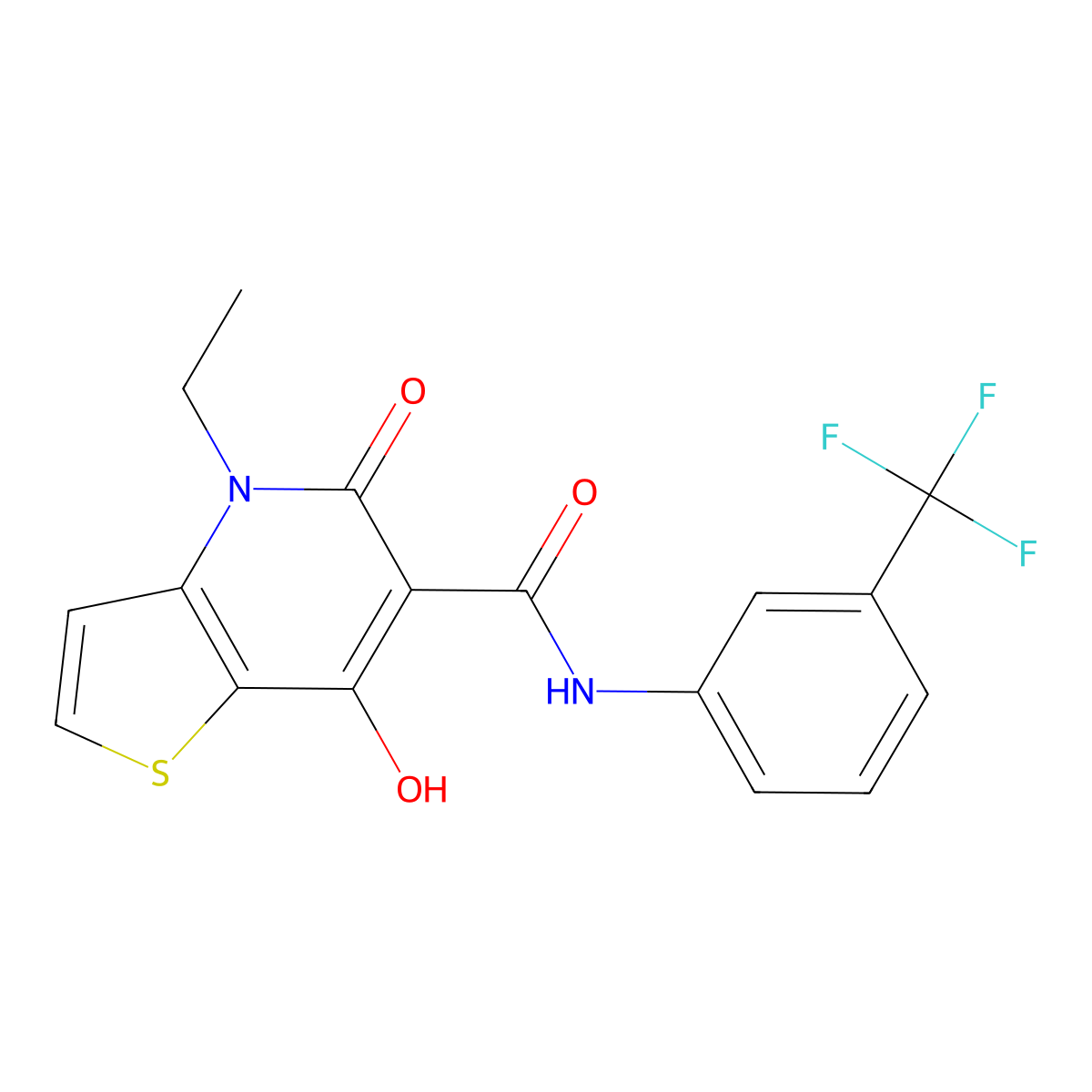 4-ethyl-7-hydroxy-5-oxo-N-(3-(trifluoromethyl)phenyl)-4,5-dihydrothieno[3,2-b]pyridine-6-carboxamide molecular structure, CAS 1251682-39-9