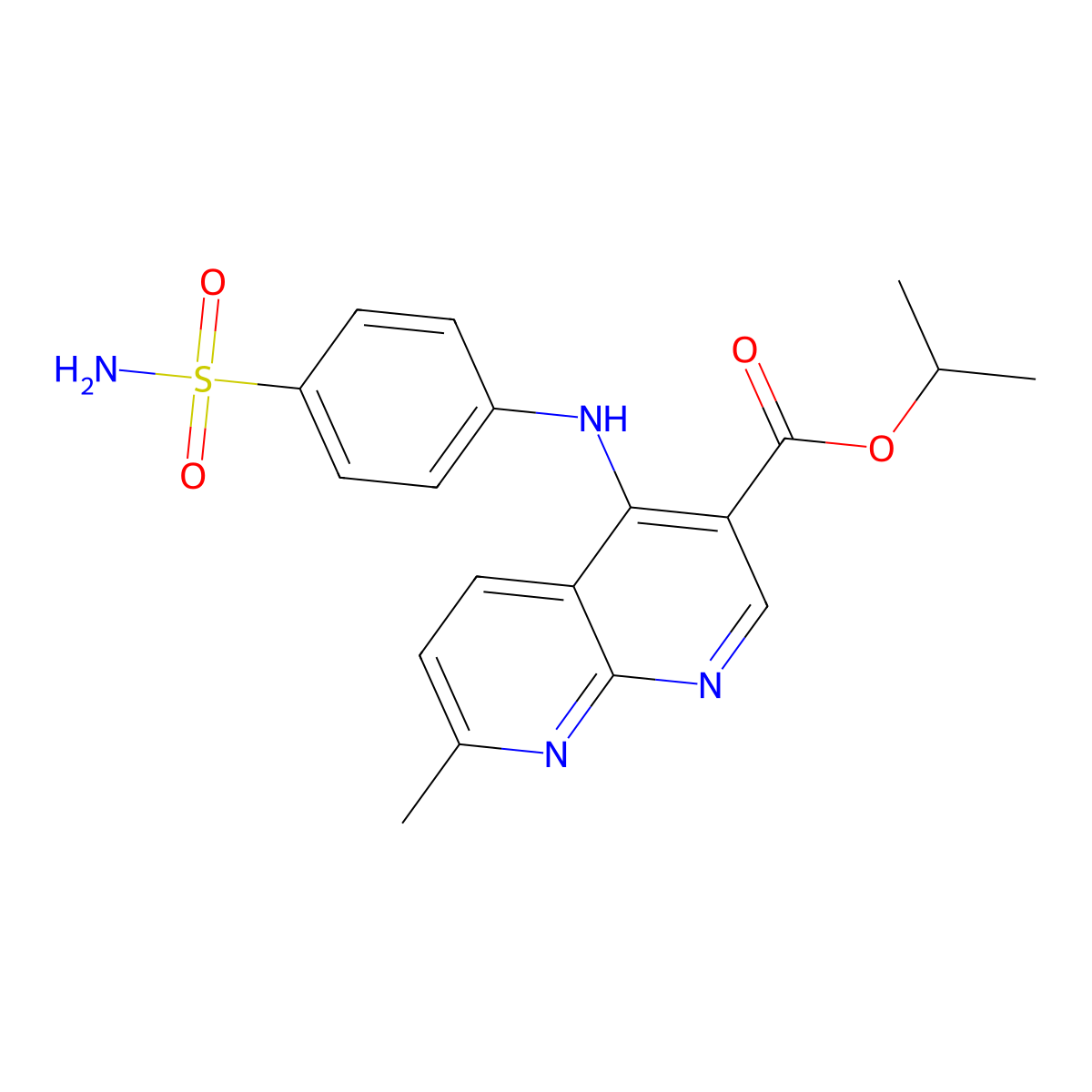 Isopropyl 7-methyl-4-((4-sulfamoylphenyl)amino)-1,8-naphthyridine-3-carboxylate molecular structure, CAS 1251682-41-3