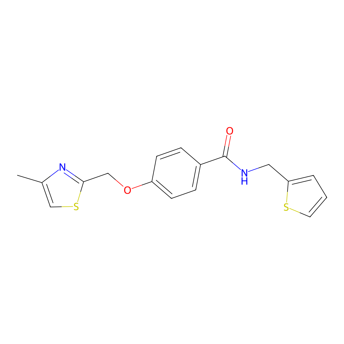 4-((4-methylthiazol-2-yl)methoxy)-N-(thiophen-2-ylmethyl)benzamide molecular structure, CAS 1251682-46-8