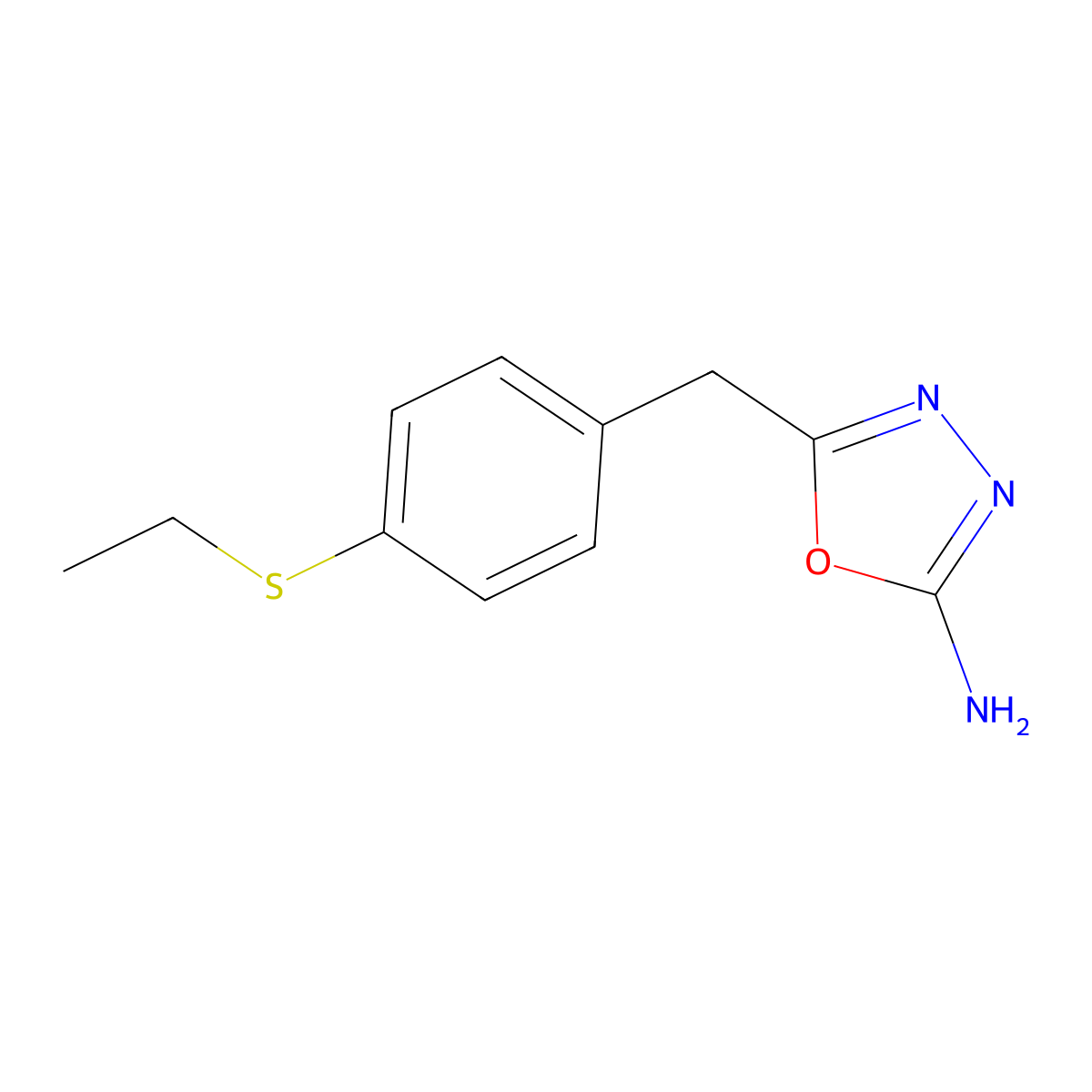 5-(4-(Ethylthio)benzyl)-1,3,4-oxadiazol-2-amine molecular structure, CAS 1251682-57-1
