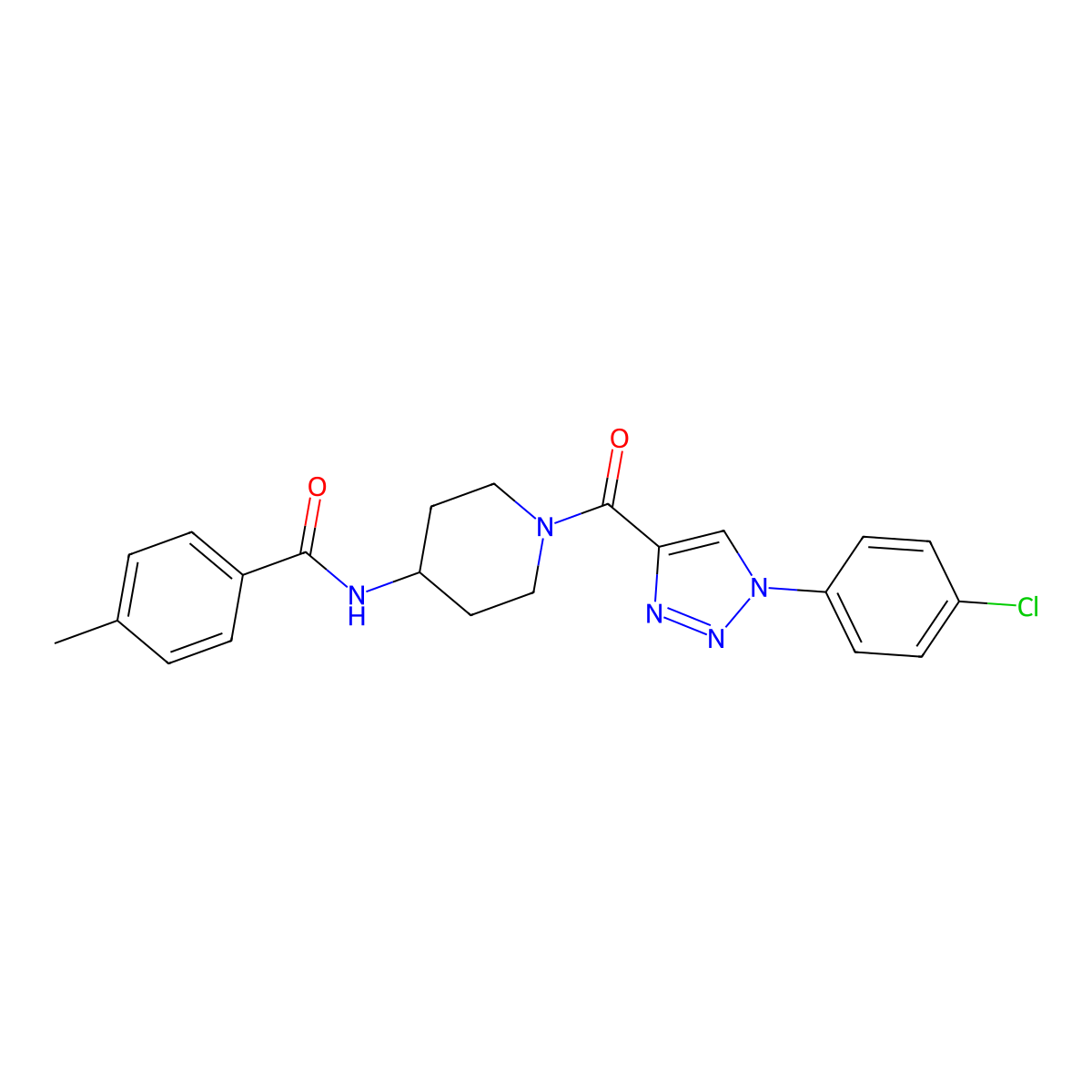 N-(1-(1-(4-chlorophenyl)-1H-1,2,3-triazole-4-carbonyl)piperidin-4-yl)-4-methylbenzamide molecular structure, CAS 1251682-59-3