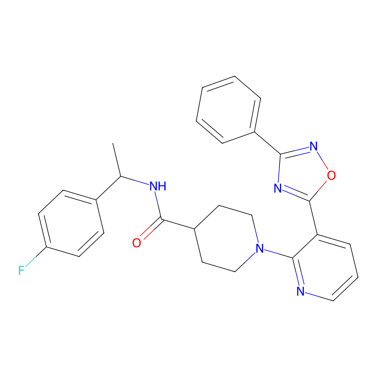 N-[1-(4-fluorophenyl)ethyl]-1-[3-(3-phenyl-1,2,4-oxadiazol-5-yl)pyridin-2-yl]piperidine-4-carboxamide molecular structure, CAS 1251682-62-8