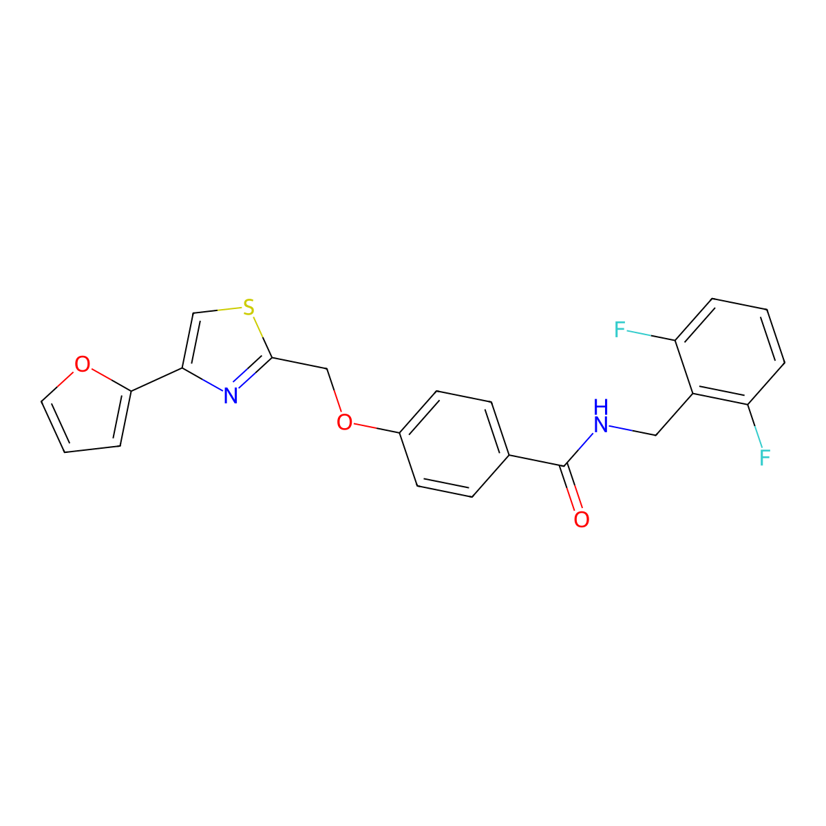 N-(2,6-difluorobenzyl)-4-((4-(furan-2-yl)thiazol-2-yl)methoxy)benzamide molecular structure, CAS 1251682-63-9
