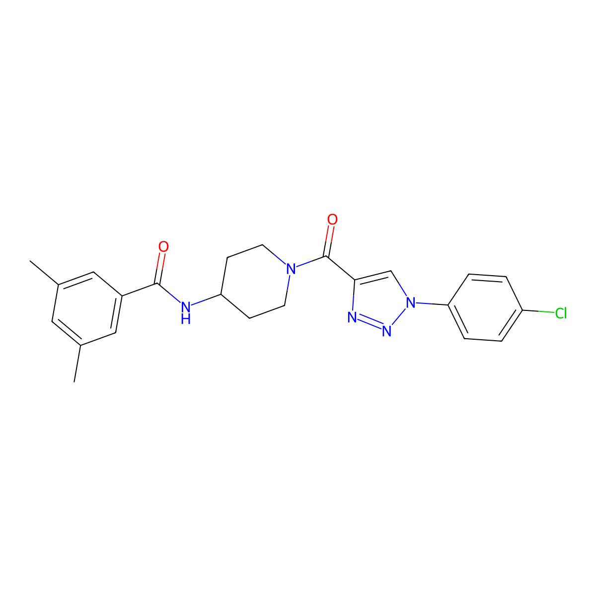 N-(1-(1-(4-chlorophenyl)-1H-1,2,3-triazole-4-carbonyl)piperidin-4-yl)-3,5-dimethylbenzamide molecular structure, CAS 1251682-66-2