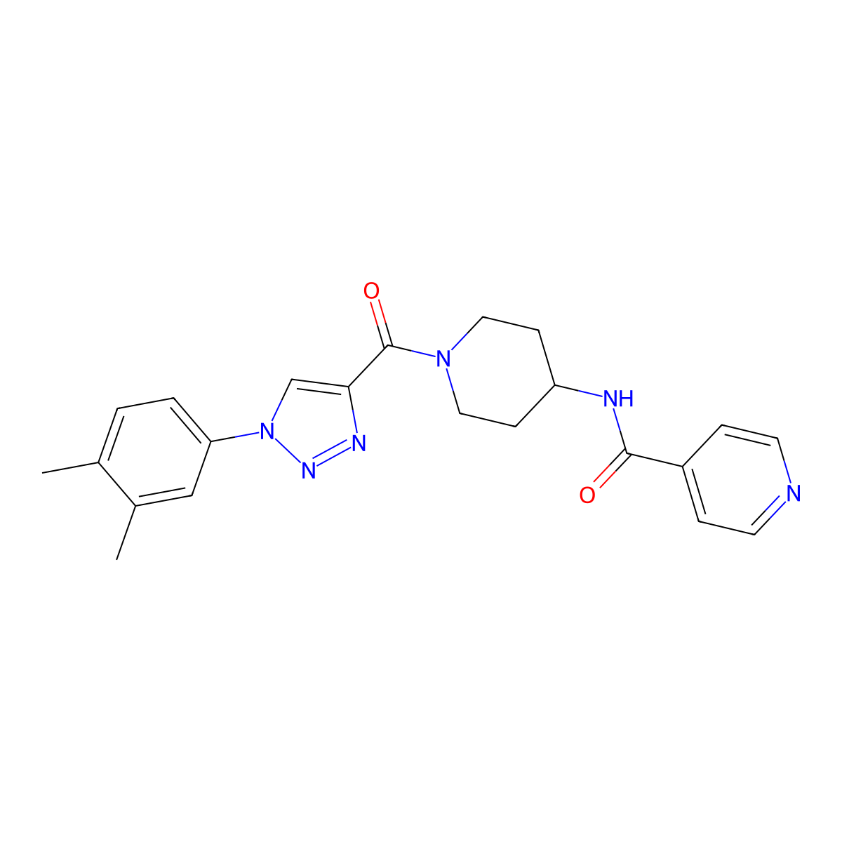 N-(1-(1-(3,4-dimethylphenyl)-1H-1,2,3-triazole-4-carbonyl)piperidin-4-yl)isonicotinamide molecular structure, CAS 1251682-77-5