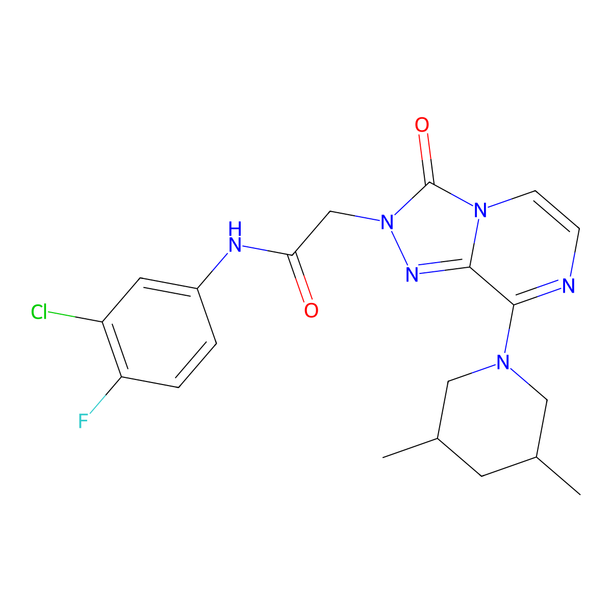 N-(3-chloro-4-fluorophenyl)-2-(8-(3,5-dimethylpiperidin-1-yl)-3-oxo-[1,2,4]triazolo[4,3-a]pyrazin-2(3H)-yl)acetamide molecular structure, CAS 1251682-81-1