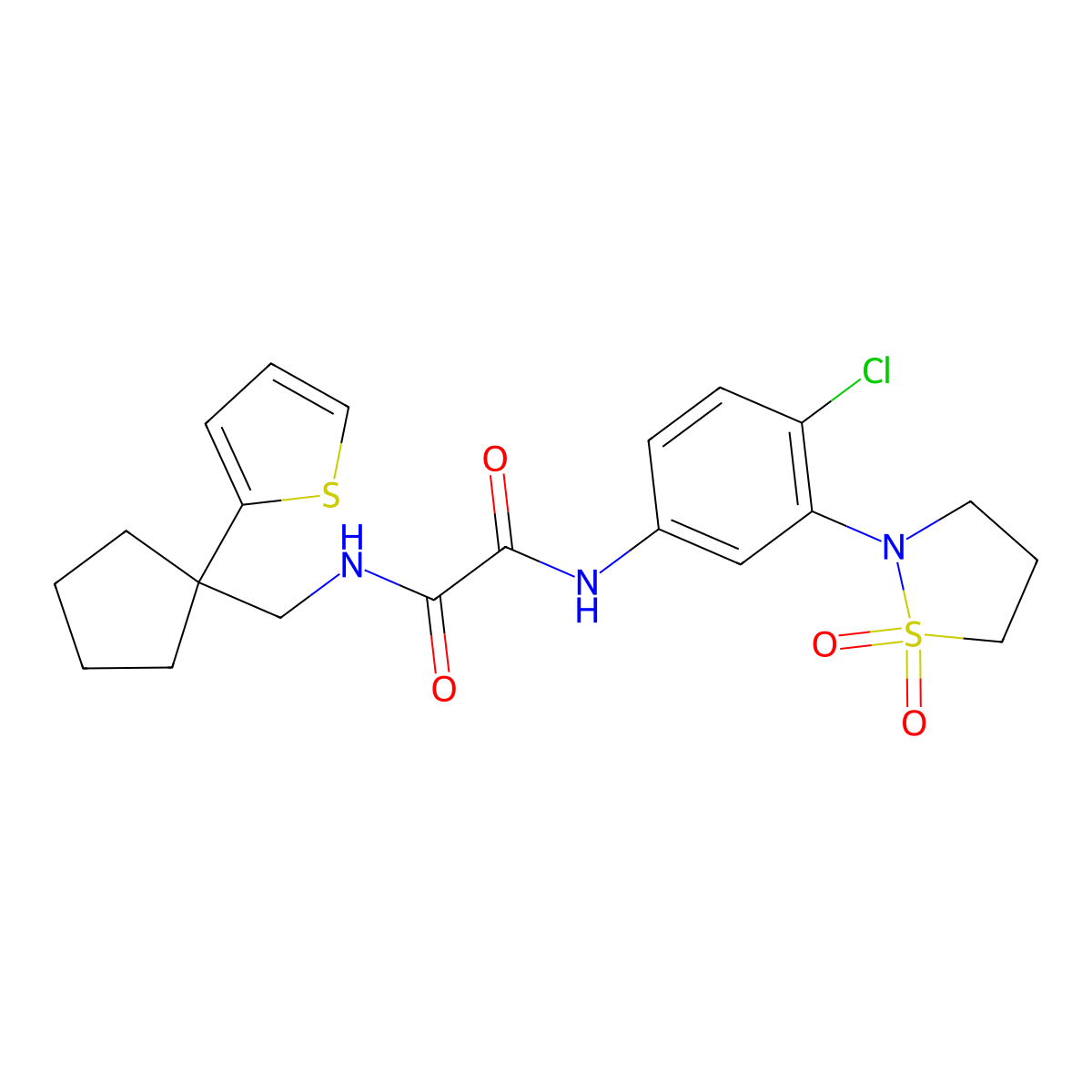 N1-(4-chloro-3-(1,1-dioxidoisothiazolidin-2-yl)phenyl)-N2-((1-(thiophen-2-yl)cyclopentyl)methyl)oxalamide molecular structure, CAS 1251682-82-2
