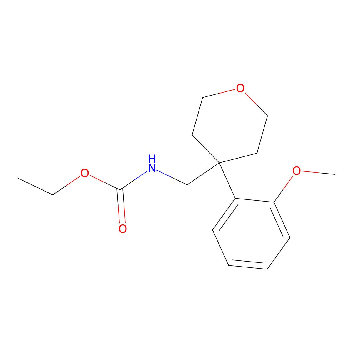 ethyl ((4-(2-methoxyphenyl)tetrahydro-2H-pyran-4-yl)methyl)carbamate molecular structure, CAS 1251682-90-2