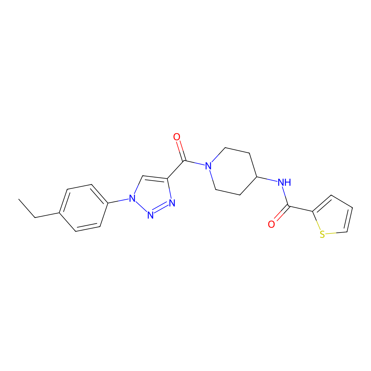 N-(1-(1-(4-ethylphenyl)-1H-1,2,3-triazole-4-carbonyl)piperidin-4-yl)thiophene-2-carboxamide molecular structure, CAS 1251682-96-8