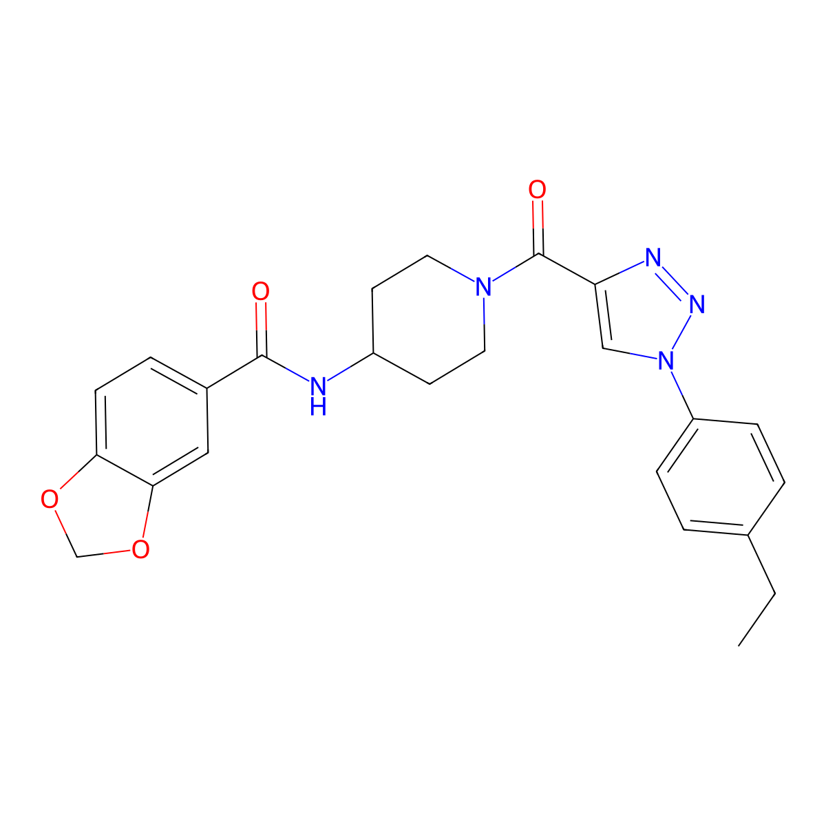 N-{1-[1-(4-ethylphenyl)-1H-1,2,3-triazole-4-carbonyl]piperidin-4-yl}-2H-1,3-benzodioxole-5-carboxamide molecular structure, CAS 1251683-01-8