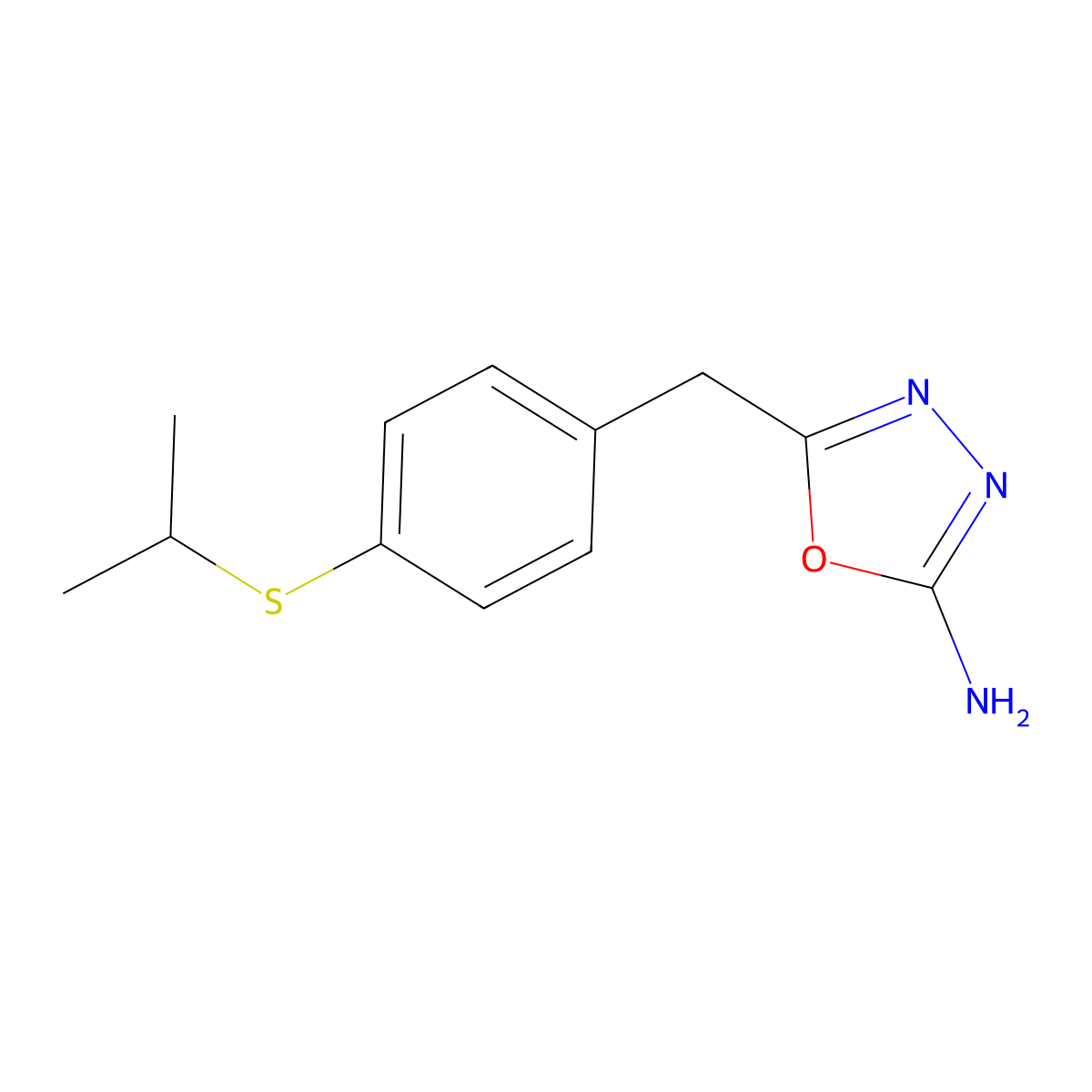 5-(4-(Isopropylthio)benzyl)-1,3,4-oxadiazol-2-amine molecular structure, CAS 1251683-05-2