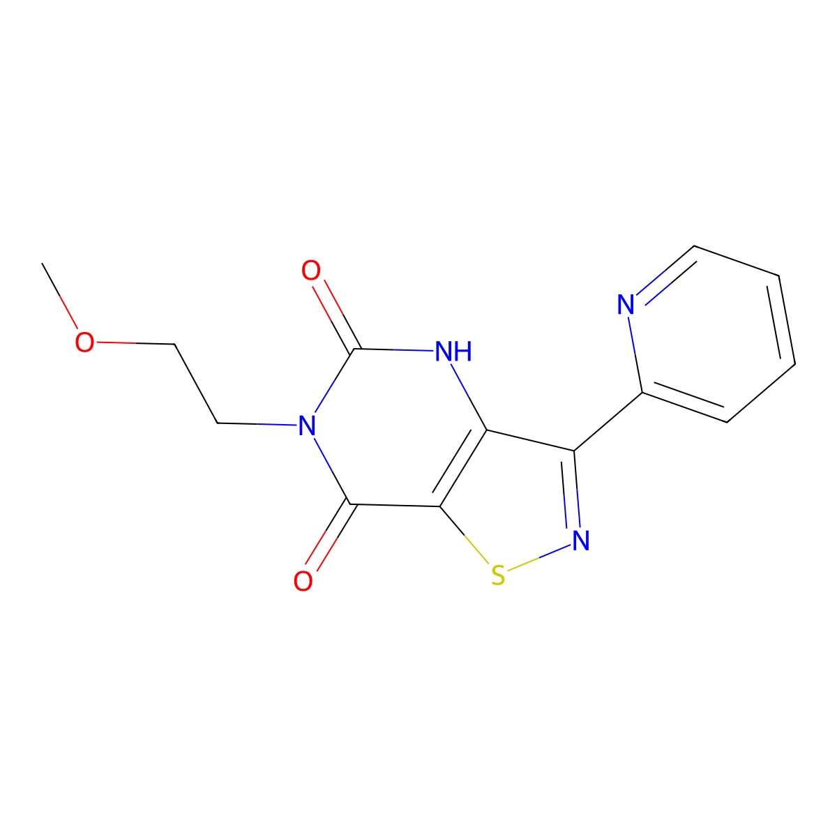 6-(2-methoxyethyl)-3-(2-pyridyl)isothiazolo[4,5-d]pyrimidine-5,7(4H,6H)-dione molecular structure, CAS 1251683-07-4